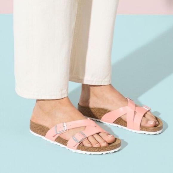 Birkenstock Yao Patent Coral Peach Sandals 40 - Picture 3 of 7